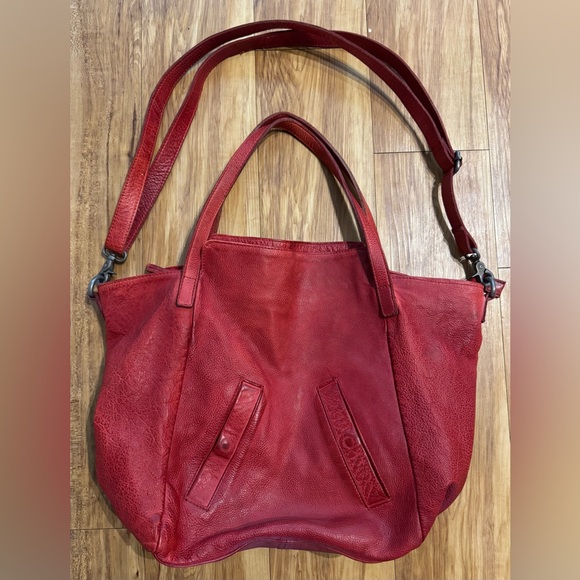 FREE PEOPLE Red Leather Tote Bag - Picture 1 of 10